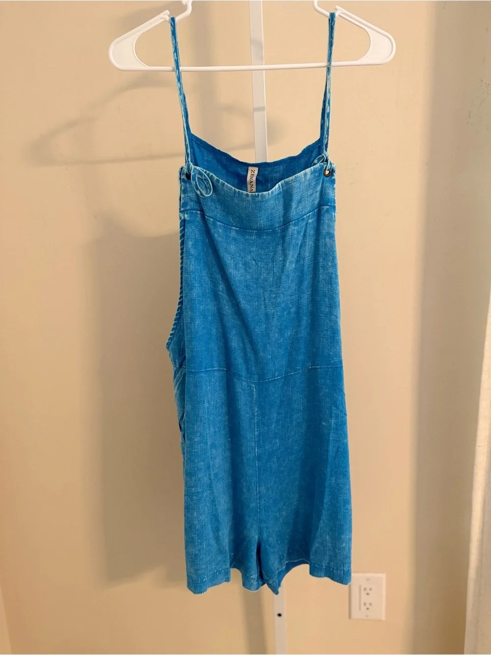Zenana acid wash Linen-Blend Short Romper